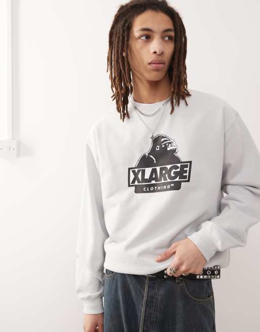 XLARGE - Felpa grigia con logo OG obliquo
