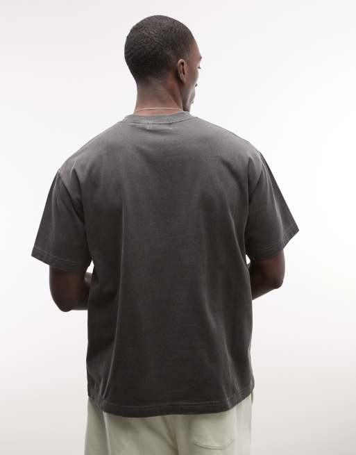 XLARGE - Forvasket sort T-shirt med mærke, 5 af 5