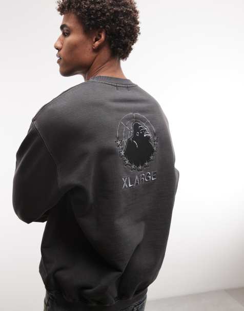 XLARGE - Gorillas Nation - Sweat-shirt ras de cou avec broderie au dos - Noir délavé - view 1