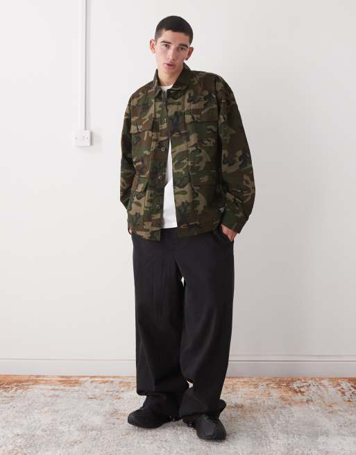 XLarge - Grøn skjorte i ripstop med militærgrafik og camouflageprint, 2 af 5