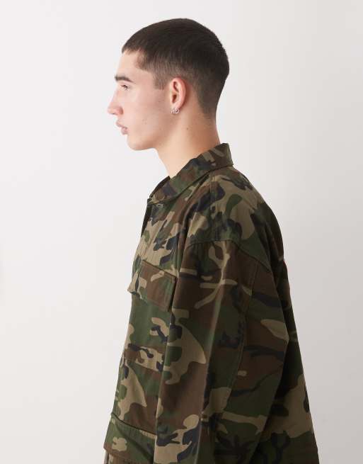 XLarge - Grøn skjorte i ripstop med militærgrafik og camouflageprint, 4 af 5