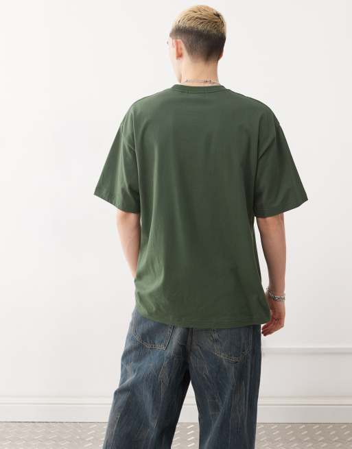 XLARGE – Grön t-shirt med logga och tunnelbanetryck framtill, 4 av 4
