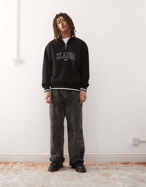 XLARGE half zip sweatshirt with logo in black | ASOS