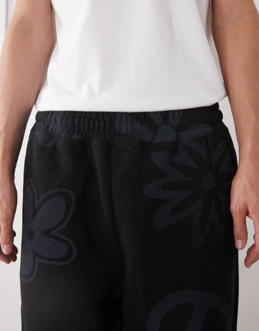 XLARGE - Joggers con polsino neri con logo e stampa del logo della pace in coordinato, 4 di 5