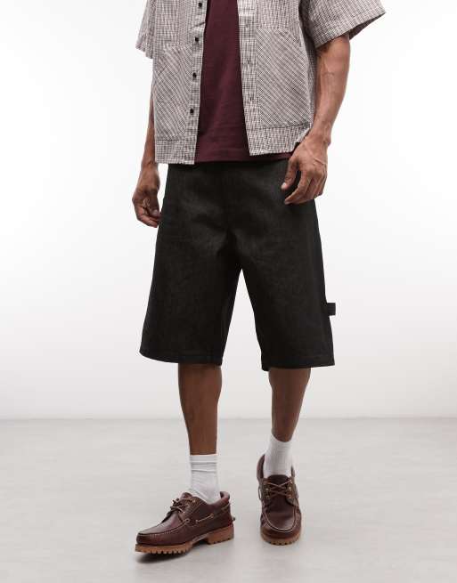 XLARGE - Jorts in denim larghi XL neri con cut-out e tasca posteriore ricamata, 2 di 5