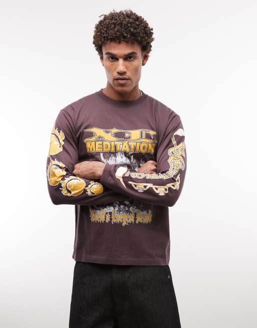 XLARGE – Langärmliges Shirt in Lila mit „Meditation“-Print, 4 von 5