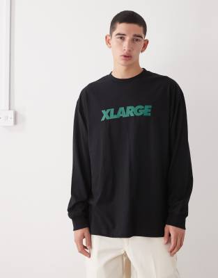 Langärmliges T-Shirt in Schwarz mit Logo Schwarz L