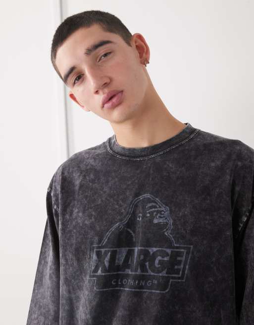 XLarge long sleeve graphic logo t-shirt in black wash, 5 of 5