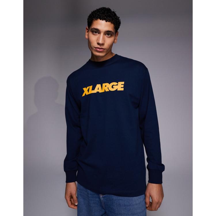 XLARGE long sleeve logo T-shirt in navy | ASOS