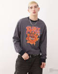 [Xlarge] XLARGE long sleeve t-shirt with burning graphic in charcoal-Grey M CHARCOAL