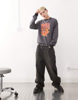 Shop Xlarge Long Sleeve T-shirt With Burning Graphic