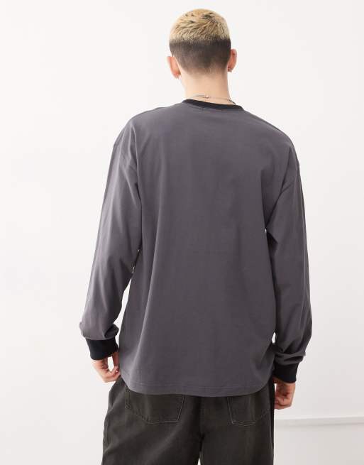 XLARGE long sleeve t-shirt with burning graphic in charcoal
