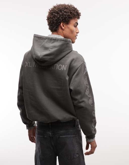 XLARGE meditation zip up hoodie in brown with all over print, 4 of 5