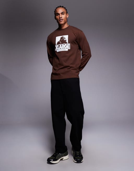 XLarge OG long sleeve graphic logo t-shirt in brown, 2 of 5