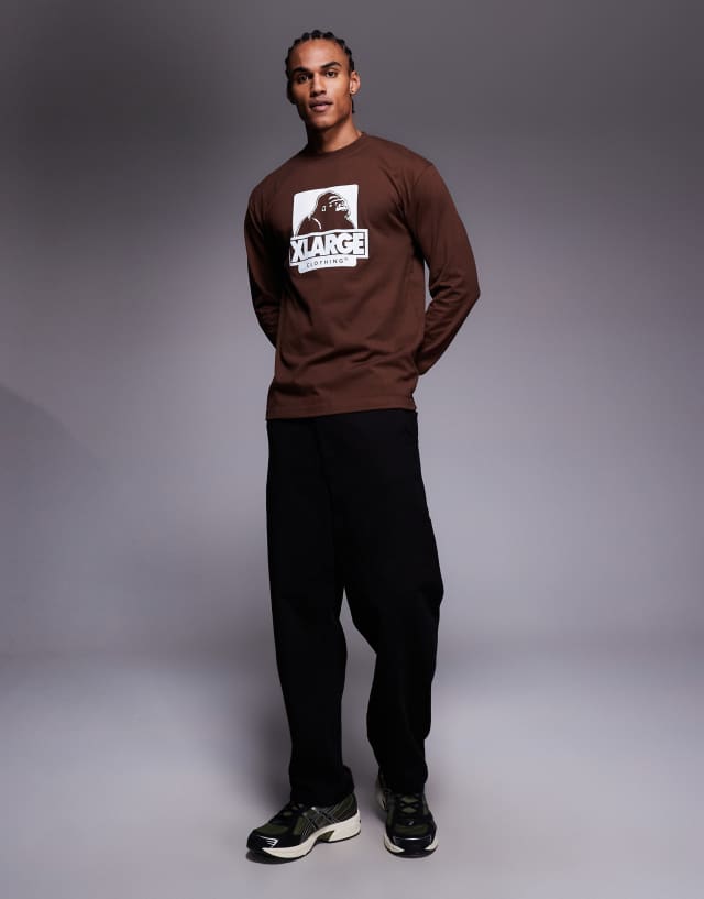 XLarge OG long sleeve graphic logo t-shirt in brown | ASOS