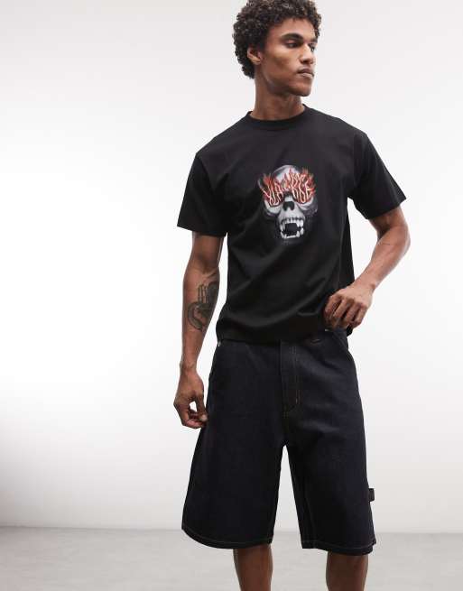 XLARGE - Pantalones cortos vaqueros azul añil holgados de corte alargado estilo carpintero, 2 de 5
