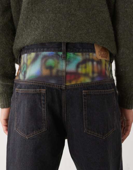 XLarge printed denim jeans in black, 5 of 5