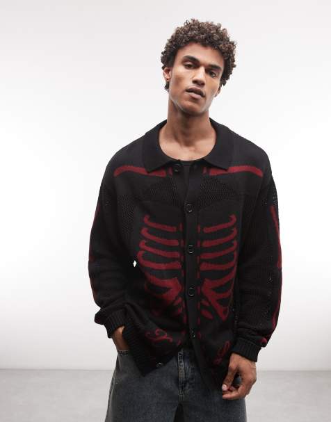 XLARGE - Scanner - Gilet boutonné en maille - Noir et rouge - view 1