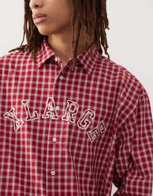 XLARGE shirt with embroidered logo in red check | ASOS