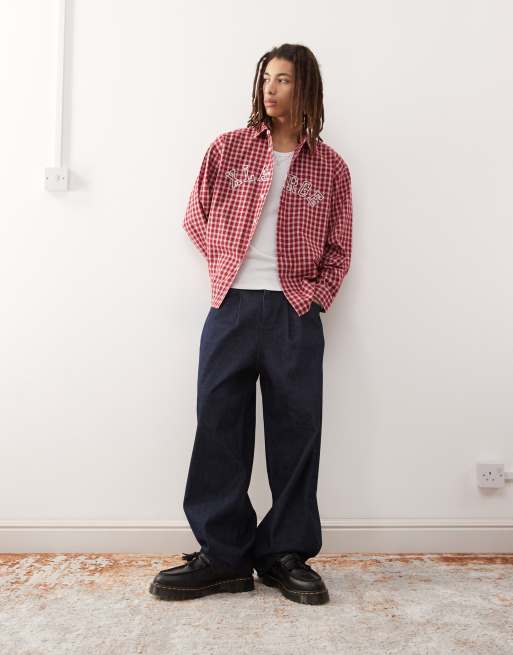 XLARGE shirt with embroidered logo in red check | ASOS