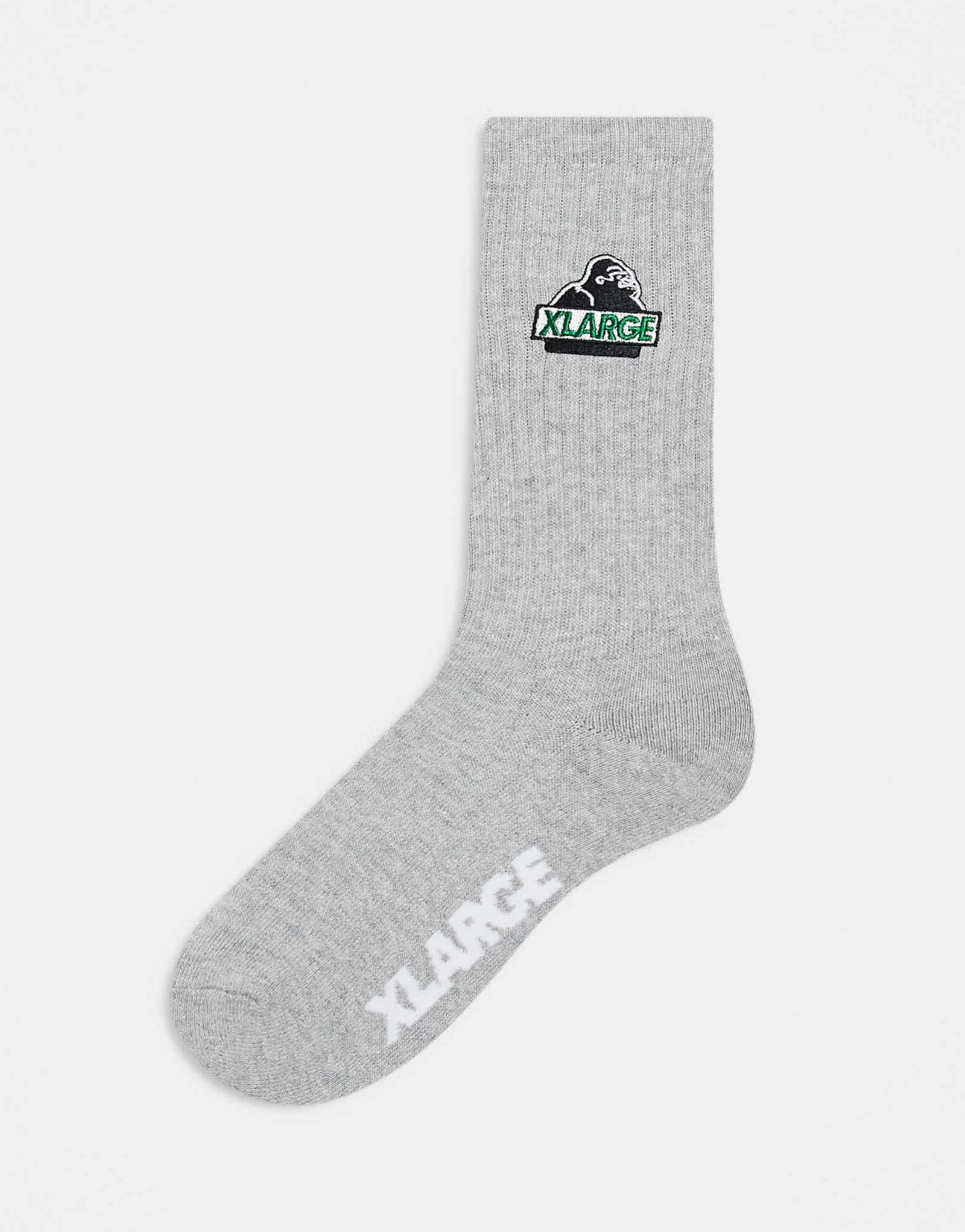 Носки XLARGE с вышитым логотипом OG серого цвета