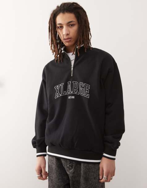 Xlarge - Sort sweatshirt med halv lynlås og logo - view 1