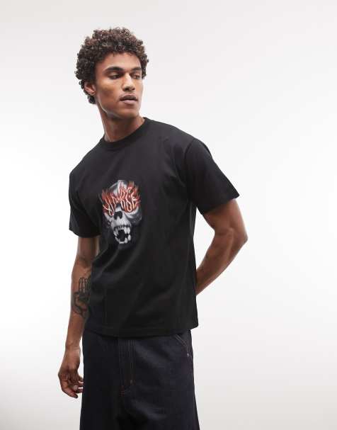 XLARGE - Sort T-shirt med kranie-flammeprint - view 1