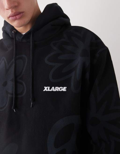 XLARGE – Svart huvtröja med fredstryck och logga, del av set, 5 av 5
