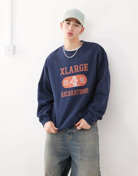 XLARGE - Sweatshirt met contrasterende grafische 'Recreations'-print in marineblauw - view 1