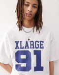 [Xlarge] XLARGE t-shirt with oversized logo and number 91 print in white XL WHITE