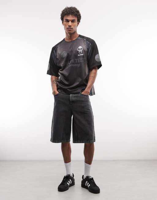 XLARGE - Top negro con estampado estilo equipo de fútbol de punto, 2 de 5