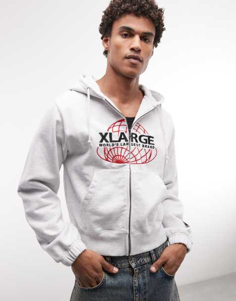 XLARGE - Worlds Larger - Sudadera gris ceniza con capucha, cremallera y bordado en la parte delantera - view 1