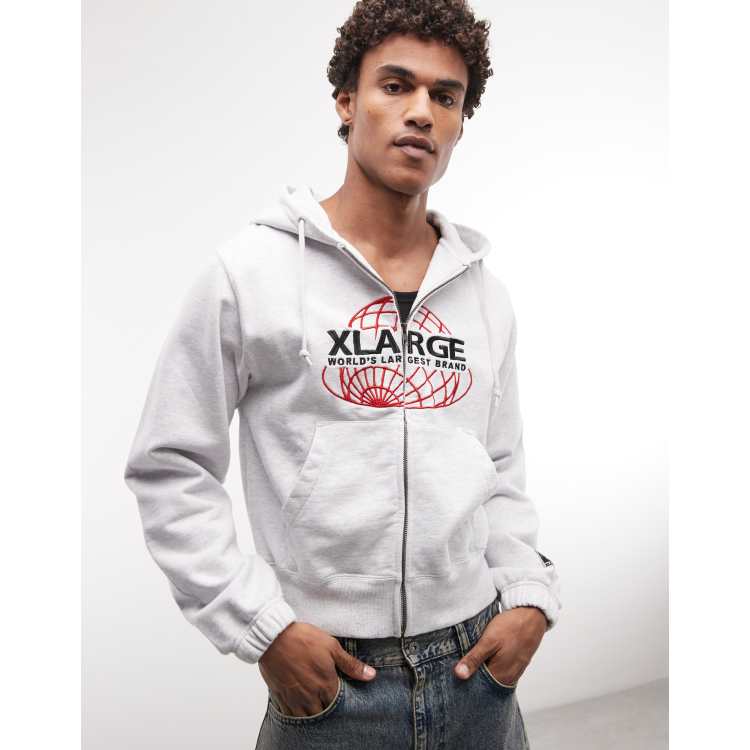 XLARGE worlds largest zip up hoodie in ash grey with front