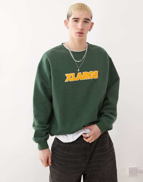 XLARGE – Zielona bluza z kontrastowym teksturowanym logo - view 1