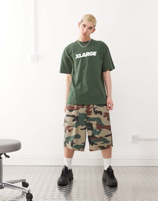 XLARGE – Zielony T-shirt z nadrukiem logo z przodu, 2 z 4