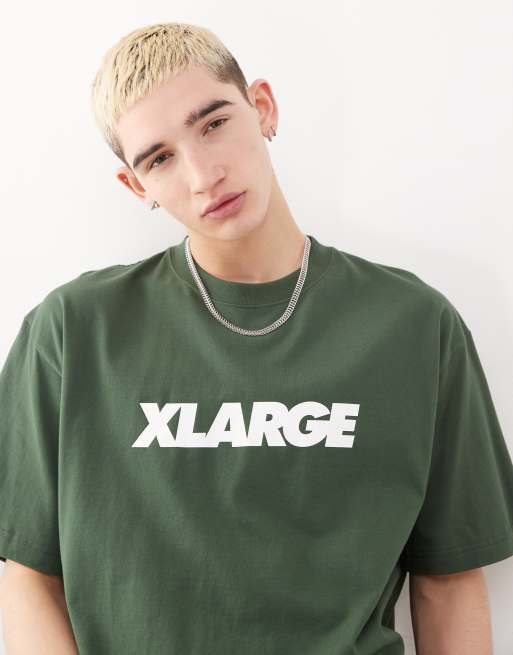 XLARGE – Zielony T-shirt z nadrukiem logo z przodu, 4 z 4