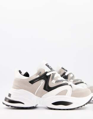 grey and white chunky trainers