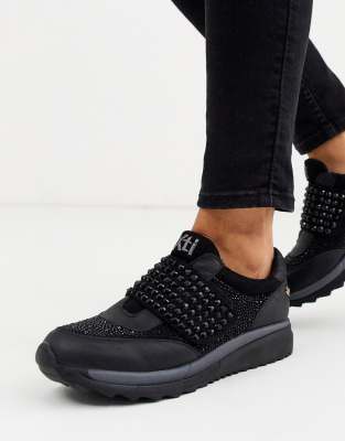 black diamante slip on trainers