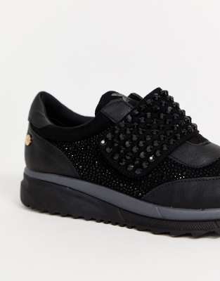 black diamante slip on trainers