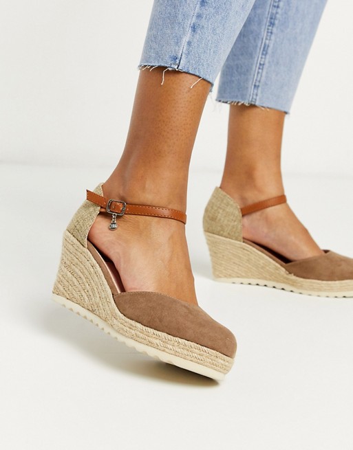 XTI heeled espadrille wedges in taupe