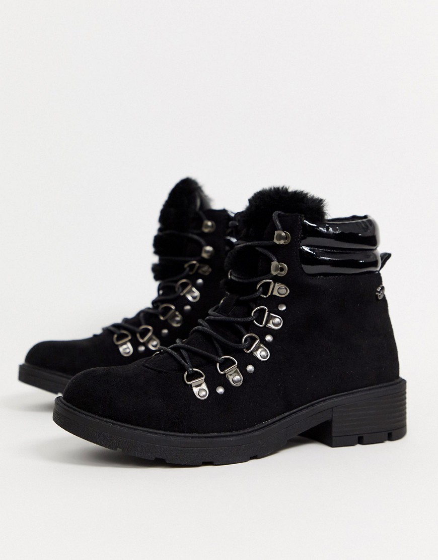 XTI heeled hiker boots-Black