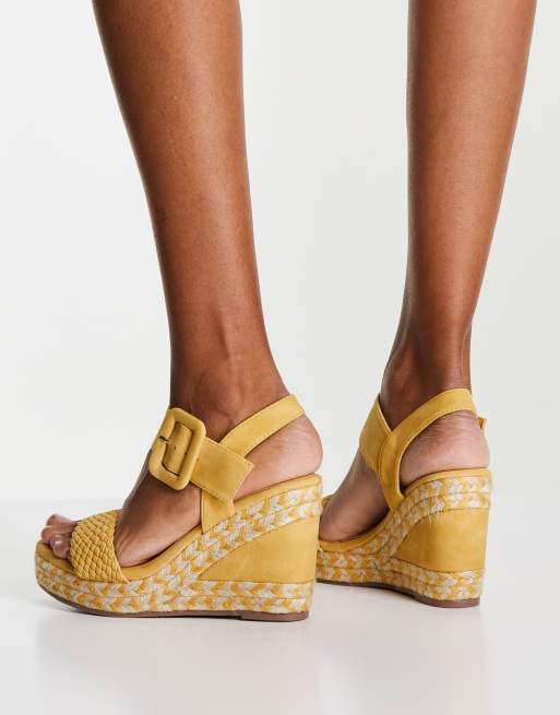 Mustard wedge heels sale