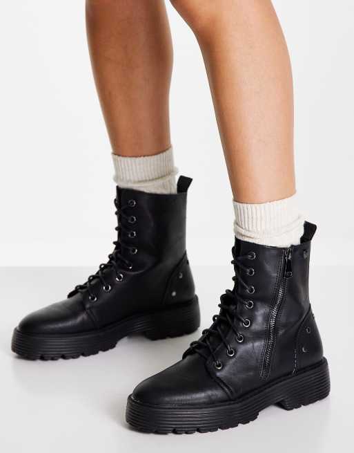 XTI lace up ankle boots in black | ASOS