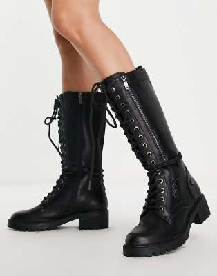 black shin length boots