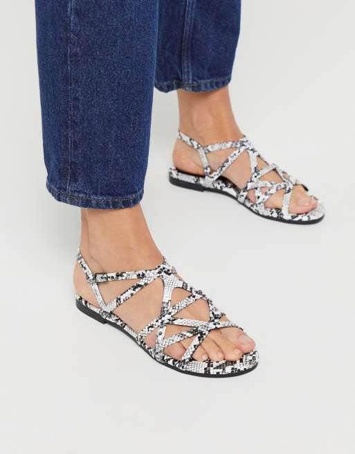 multi colored strappy flat sandals