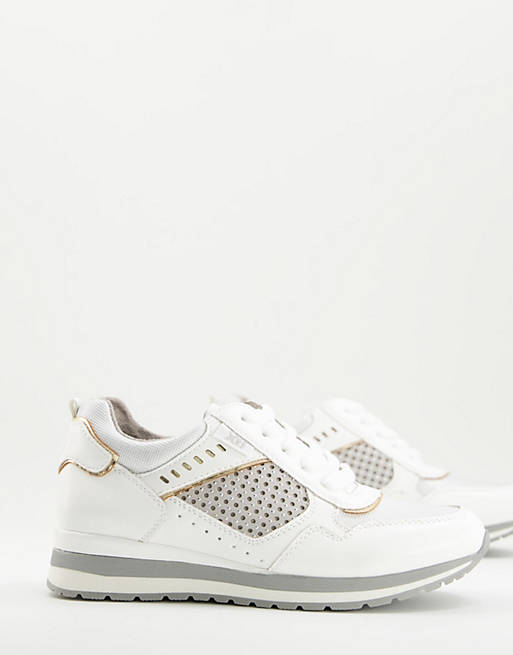 XTI runner trainers in white/gold