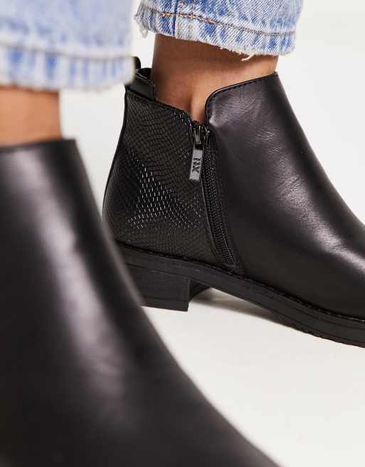 Black side zip ankle hot sale boots