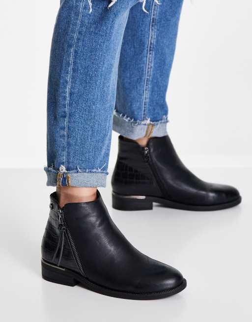 Black side store zip ankle boots