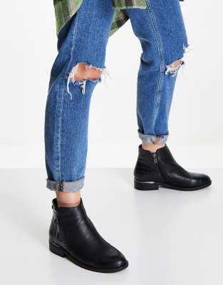 black zip ankle boots