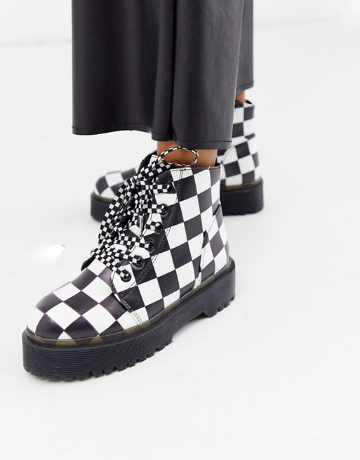 Y-R-U - vegan leather boots in check